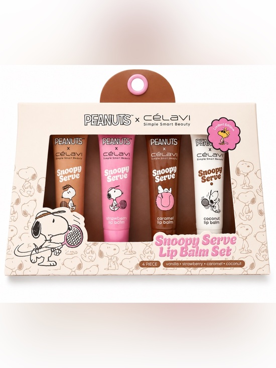 Other - Peanuts x Célavi Snoopy Serve Lip Balm Set 4 Piece Limited Edition NEW